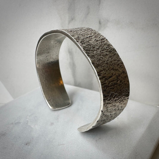 Wide (15mm) Granite Cuff Bracelet | Sterling Silver