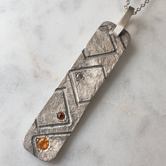 Squares Pendant with Opal, Zircon and Garnet