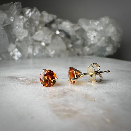 Fire Citrine Stud Earrings | 14k Yellow Gold