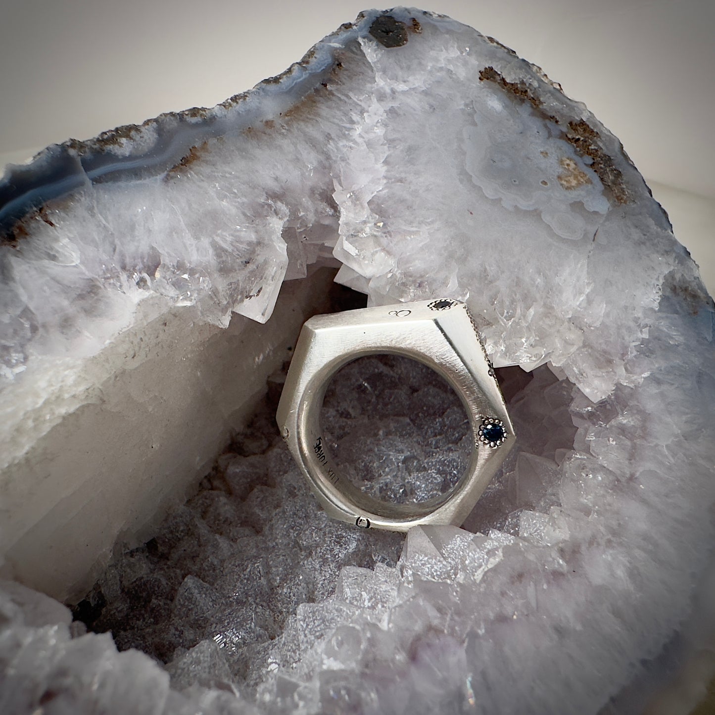 Sculptural Sapphire Ring | Sterling Silver