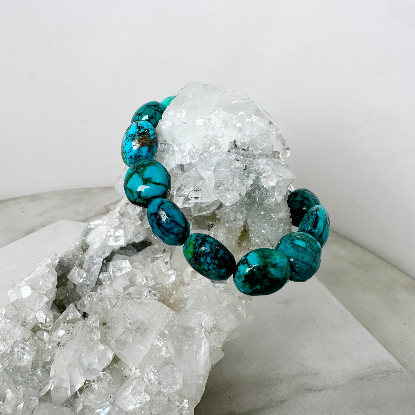 Chunky Turquoise Beaded Bracelet | Sterling Silver