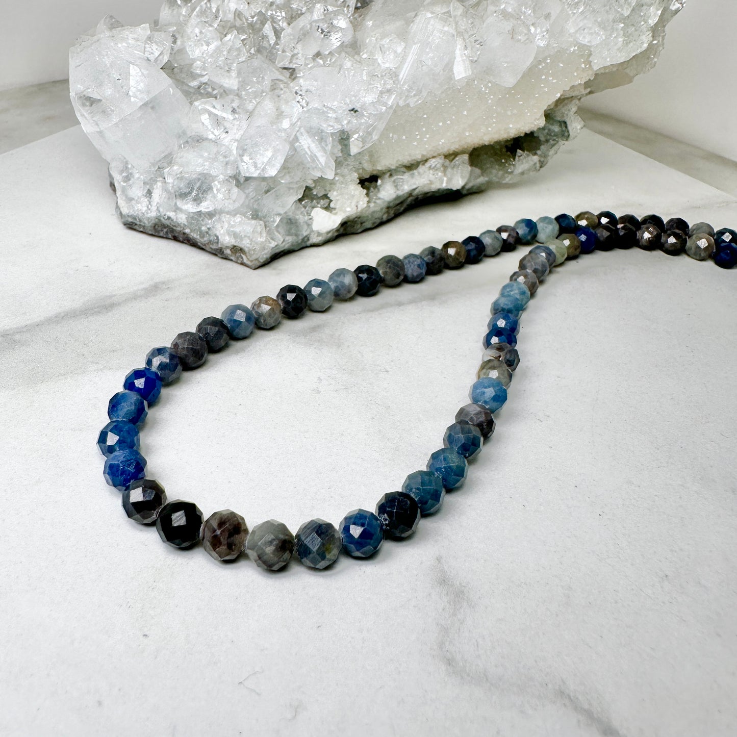 Sapphire Beaded Necklace | Sterling Silver