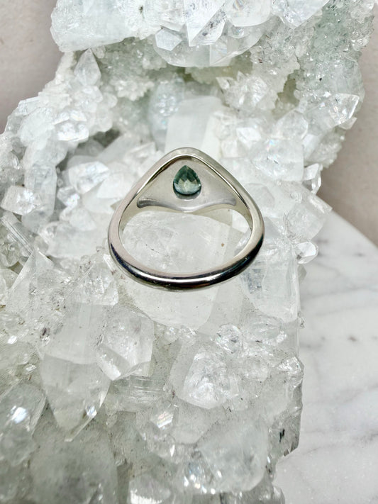 Celestial Teal Montana Sapphire Ring | 14k White Gold