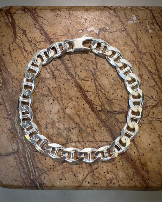 Diamond Cut Anchor Chain Bracelet | Sterling Silver