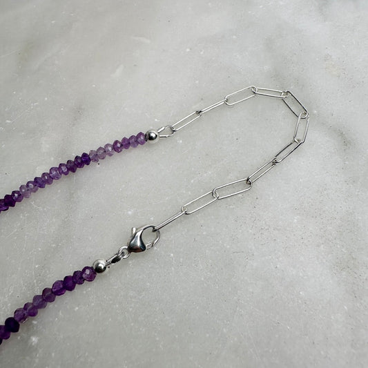 Chevron Amethyst Statement Necklace | Sterling Silver