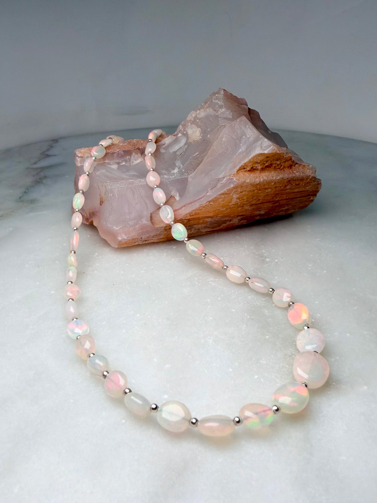 Ethiopian Opal Pebble Necklace | Sterling Silver