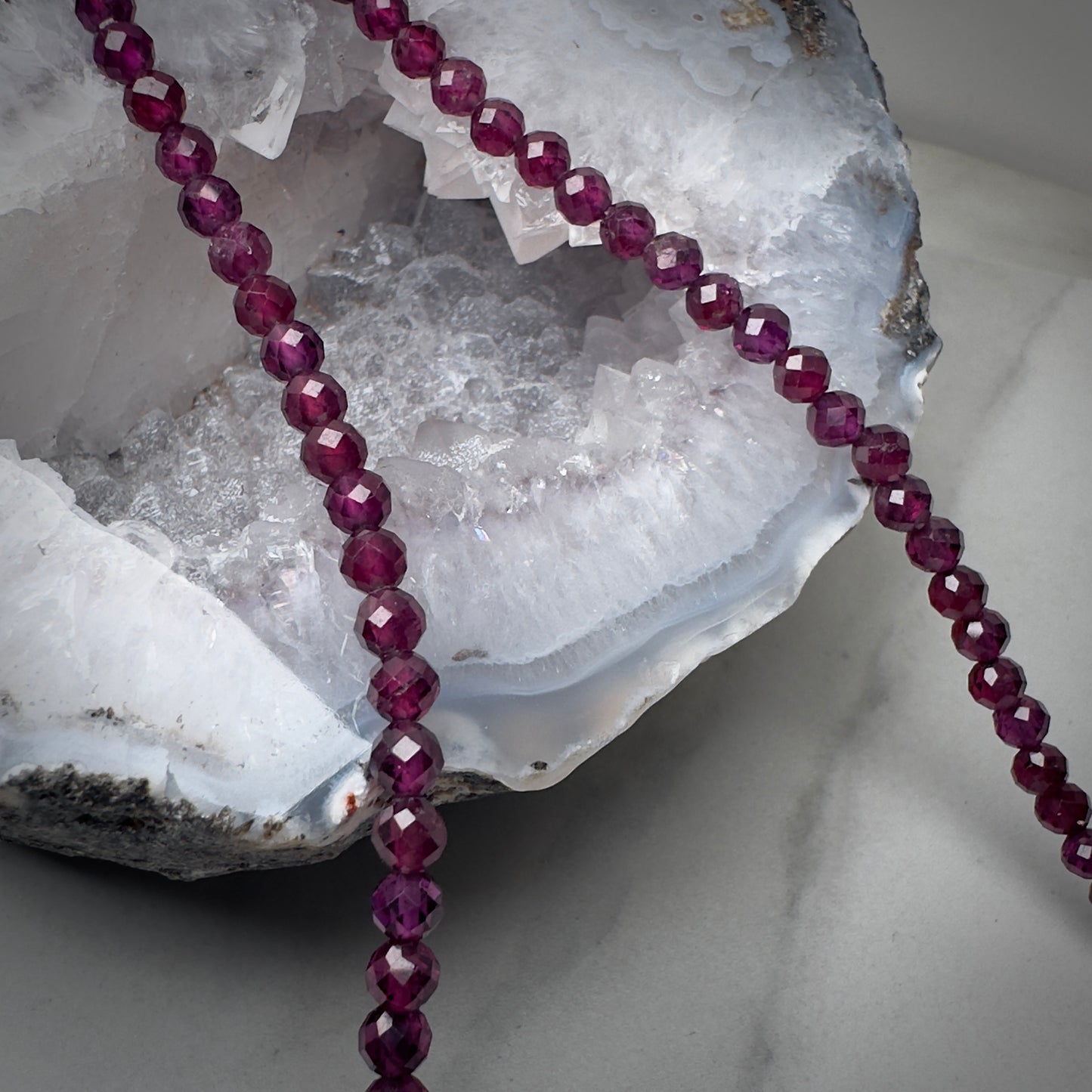 Purple Garnet Beaded Necklace