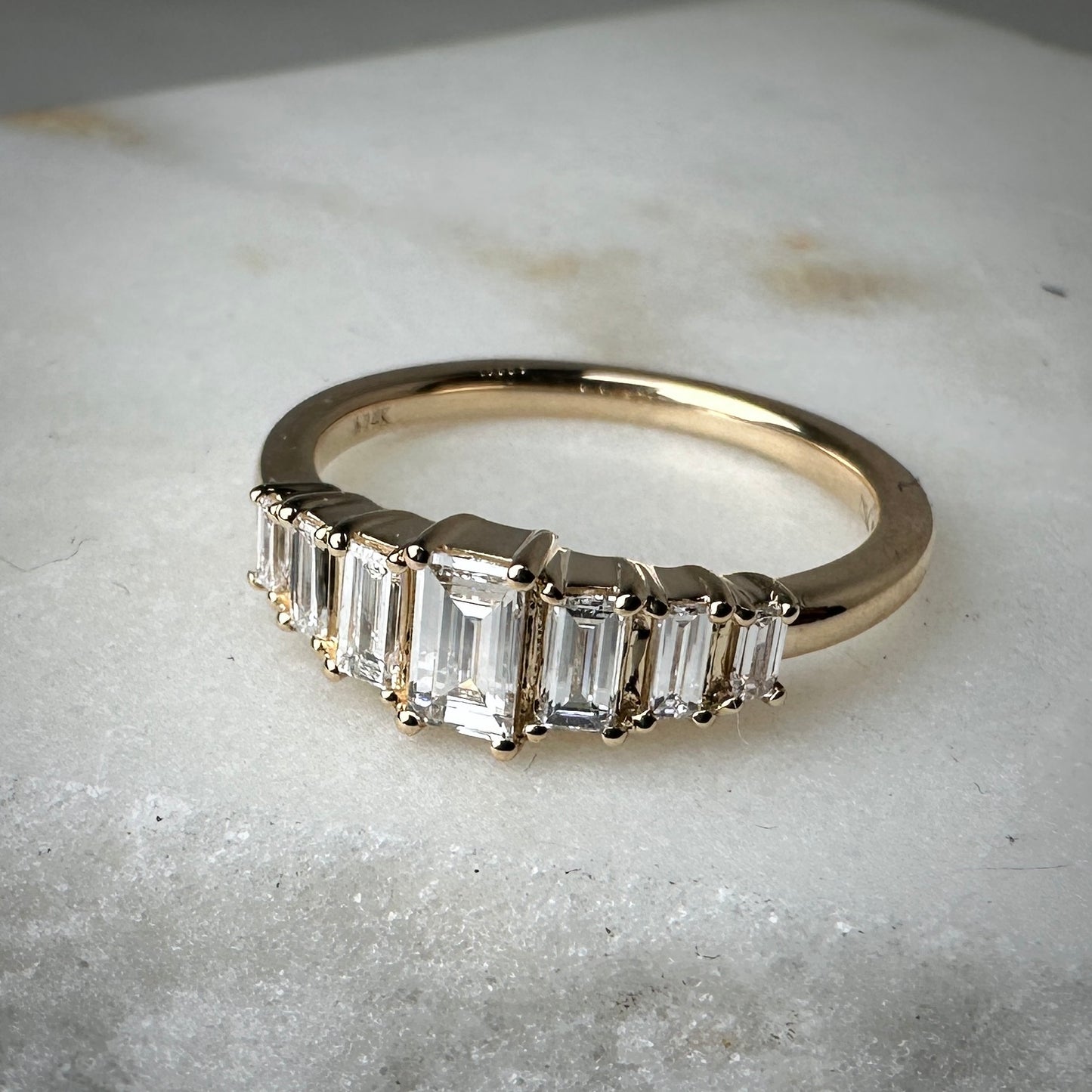 Lab Grown Graduated Baguette Diamond Ring | 14k Yellow Gold