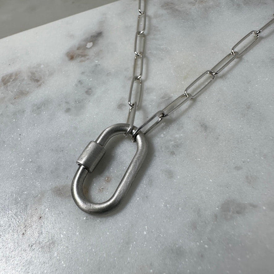Carabiner Necklace with Paperclip Chain