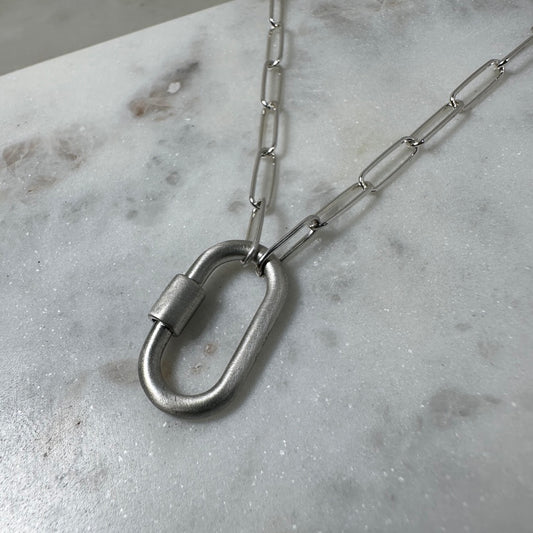 Carabiner Necklace with Paperclip Chain