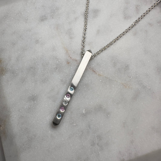 Trans Pride Bar Pendant | Sterling Silver