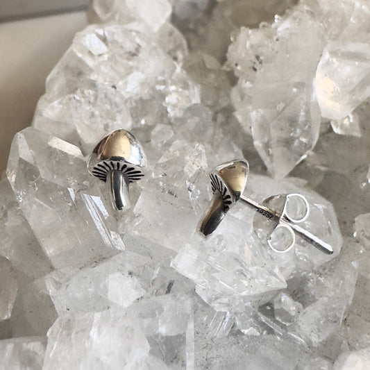 Mushroom Stud Earrings | Sterling Silver