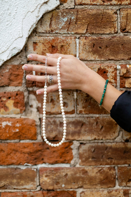 White Saltwater Pearl Necklace | Sterling Silver