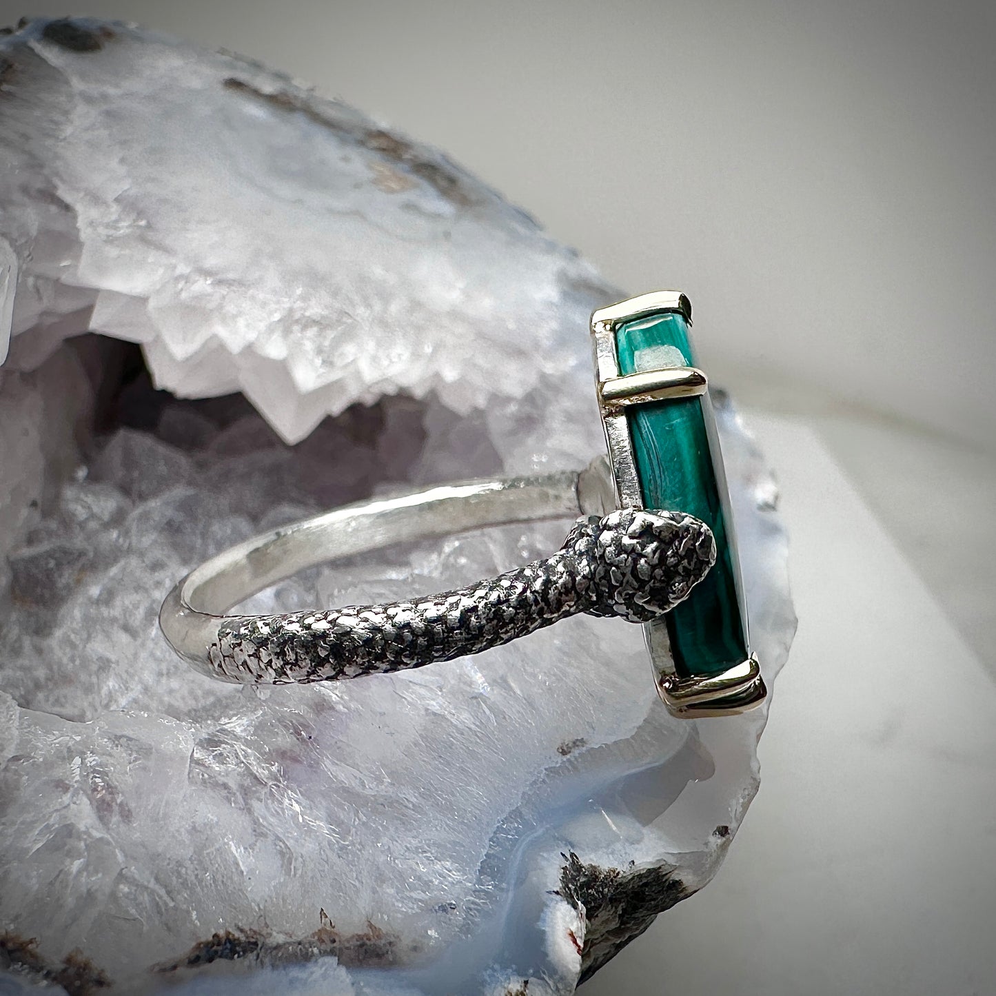 Malachite Snake Bite Ring