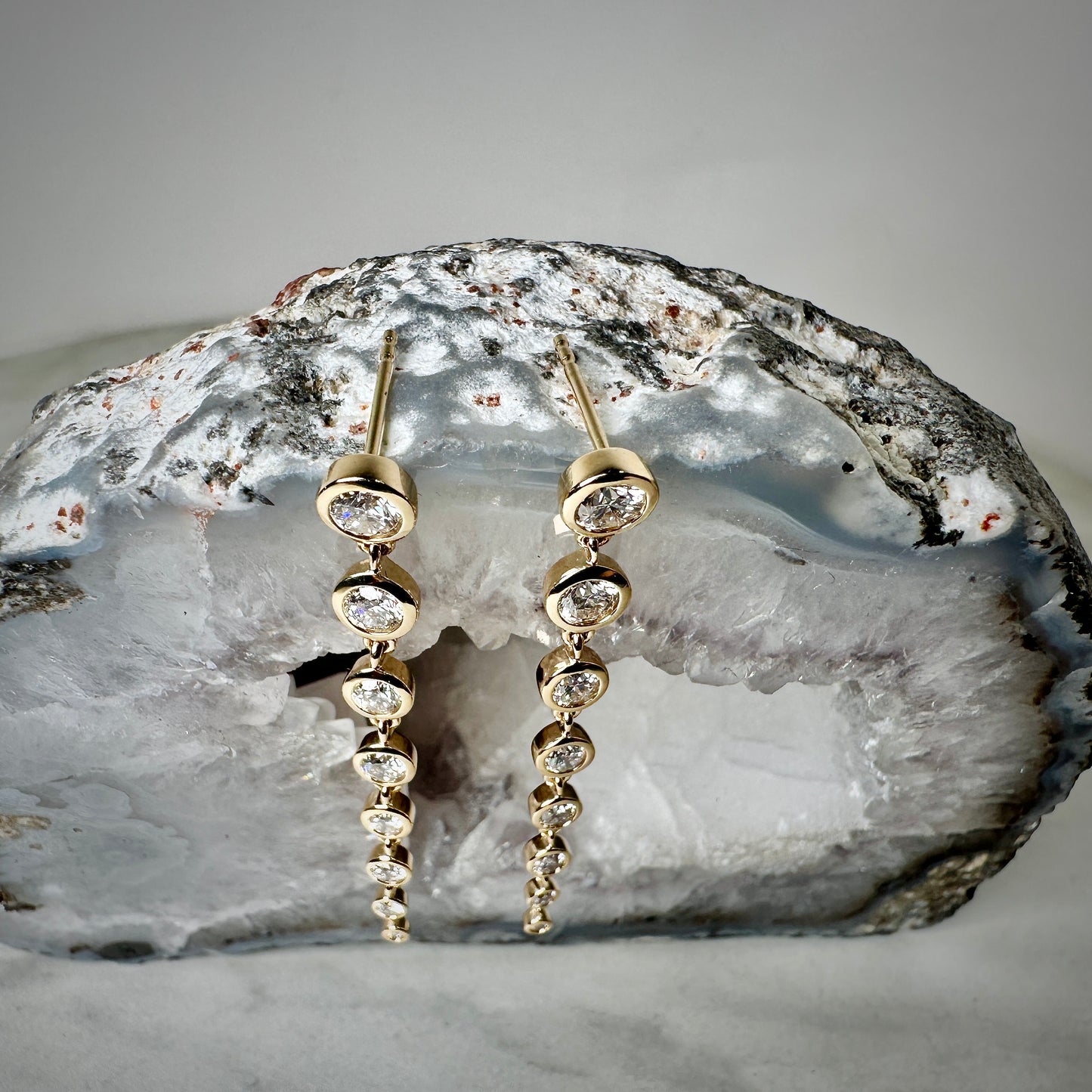 Cascading Diamond Drop Earrings | 14k Yellow Gold