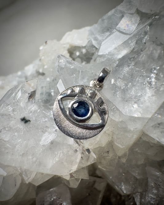 Evil Eye Charm with Blue Sapphire | Sterling Silver