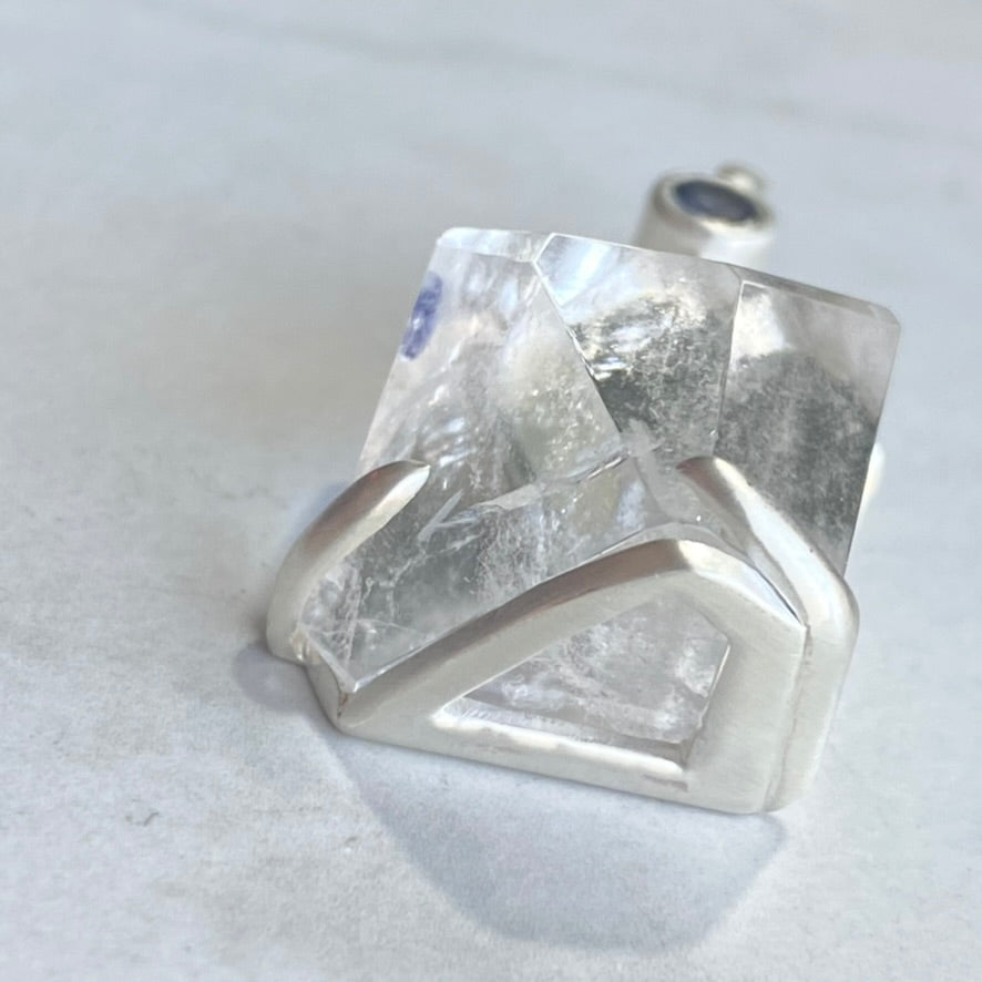 Fluorite Included Quartz Geo Pendant