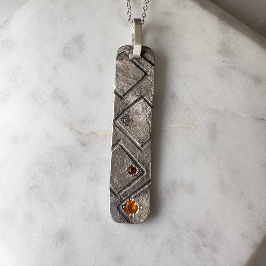 Squares Pendant with Opal, Zircon and Garnet