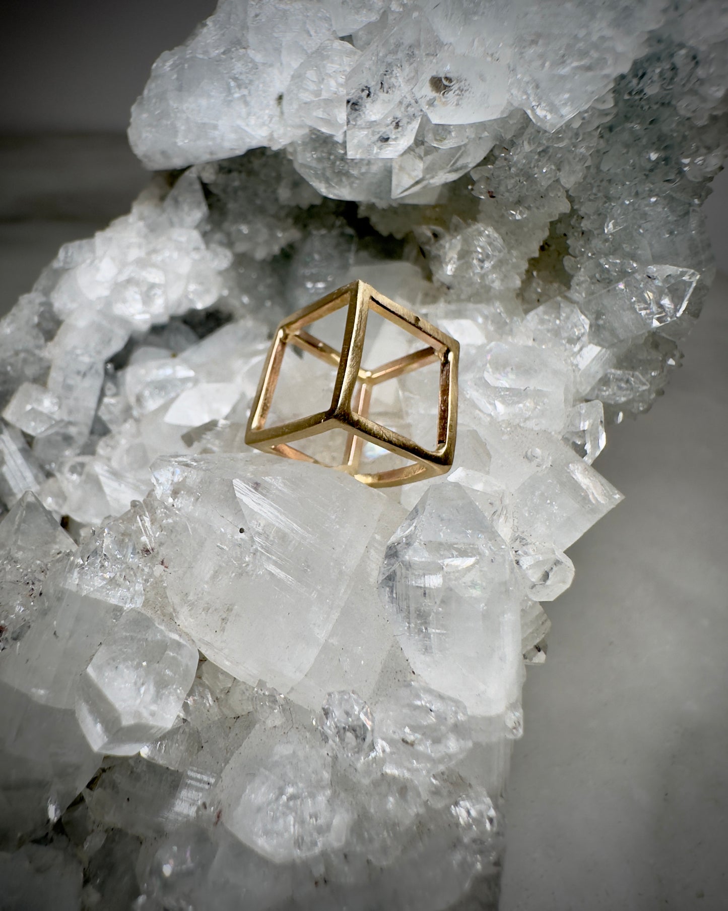 14k Gold Cube Pendant | Medium