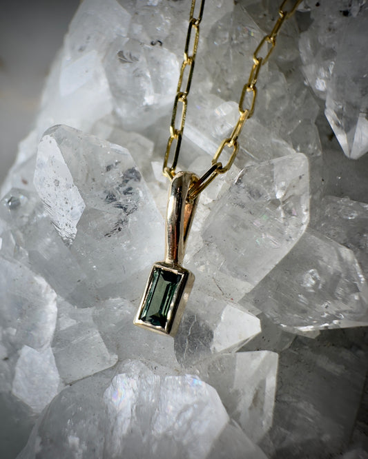 Green Sapphire Charm | 14k Yellow Gold