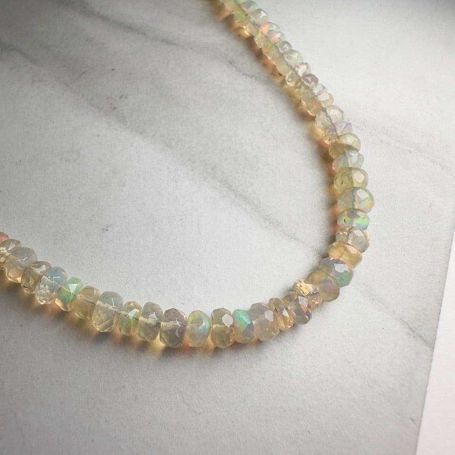 Faceted Ethiopian Opal Long Necklace