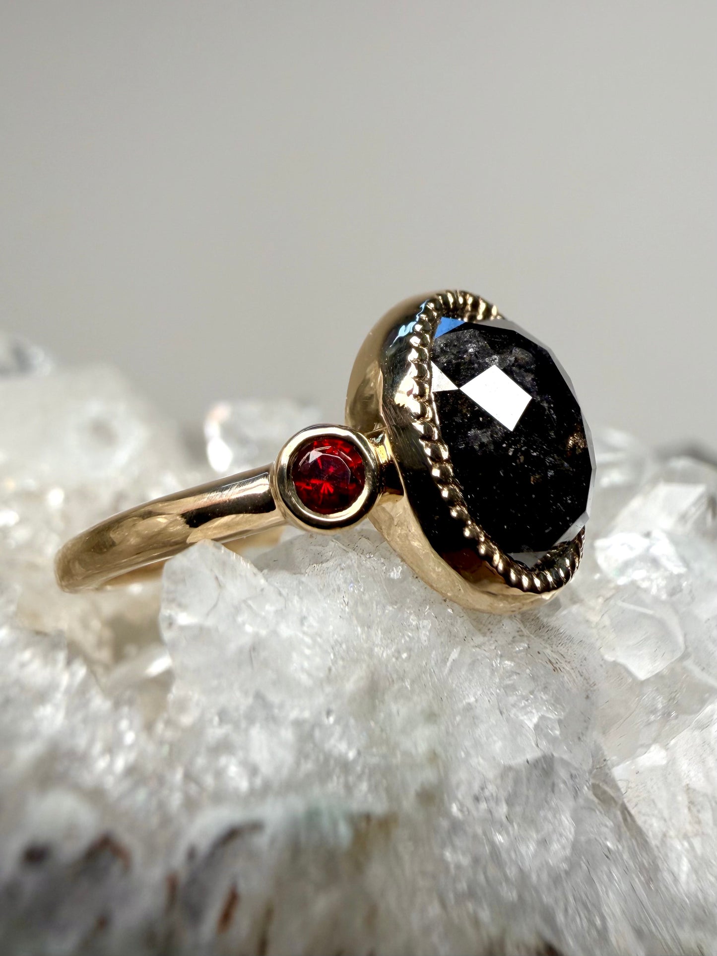 Royal Black Diamond Ring | 14k Yellow Gold