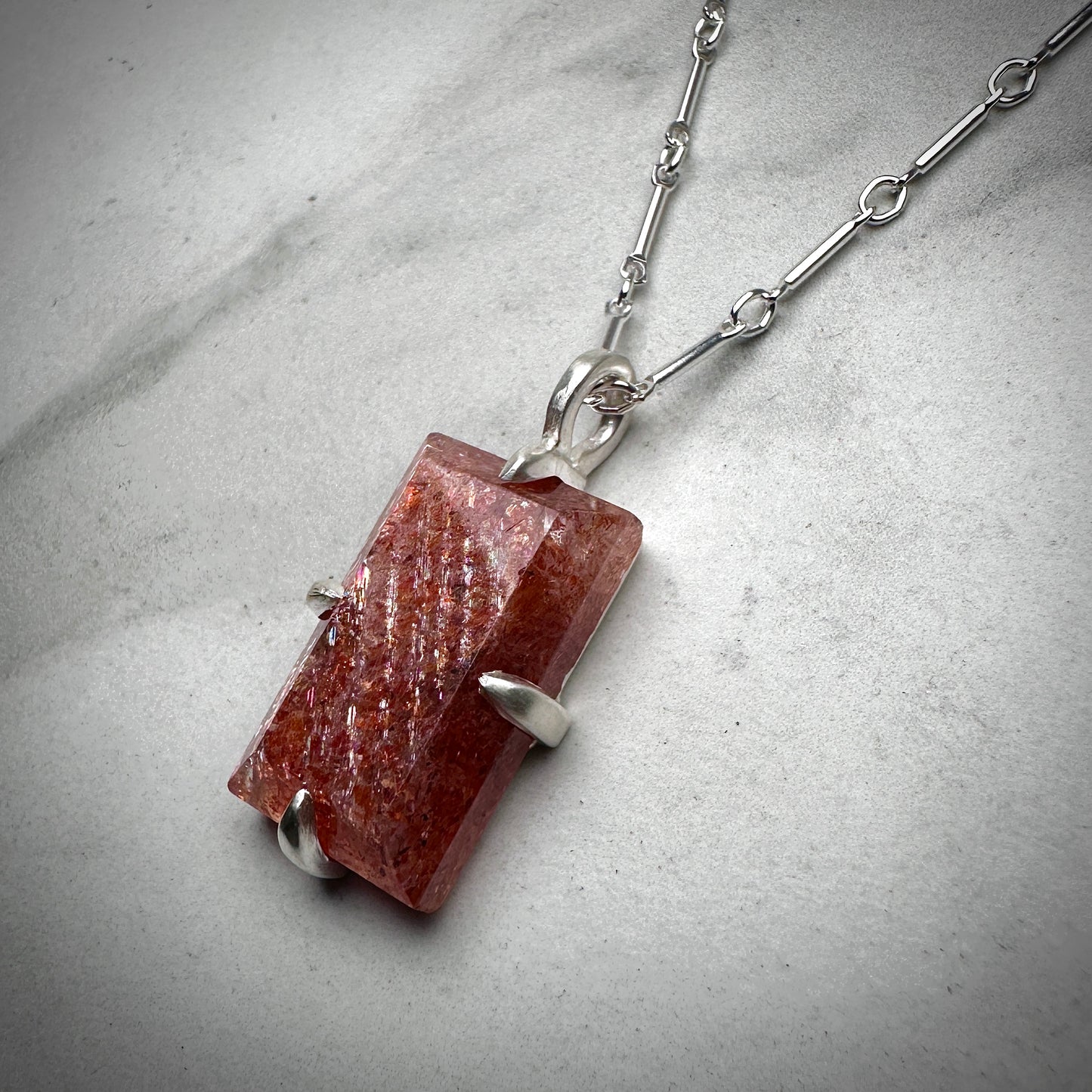 Geometric Sunstone Pendant