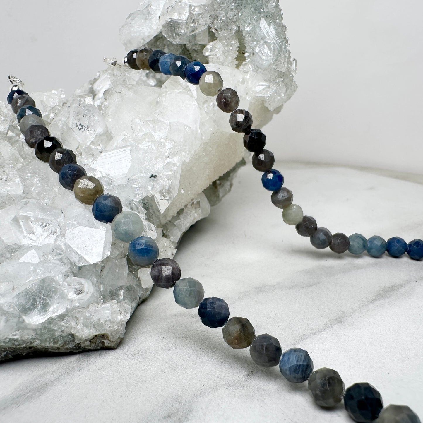 Sapphire Beaded Necklace | Sterling Silver