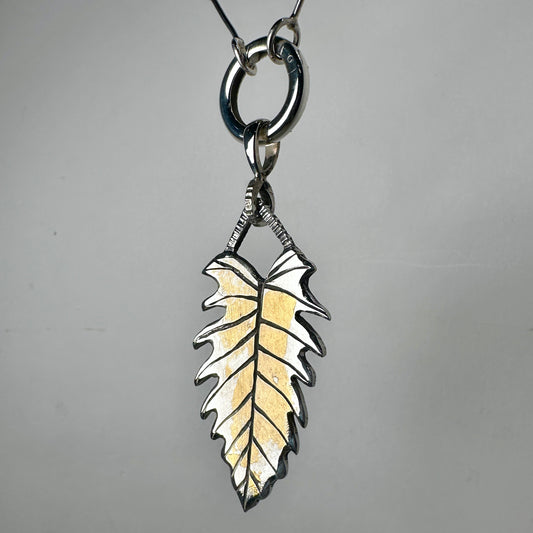 Variegated Philodendron Pendant | Sterling Silver & 24k Gold