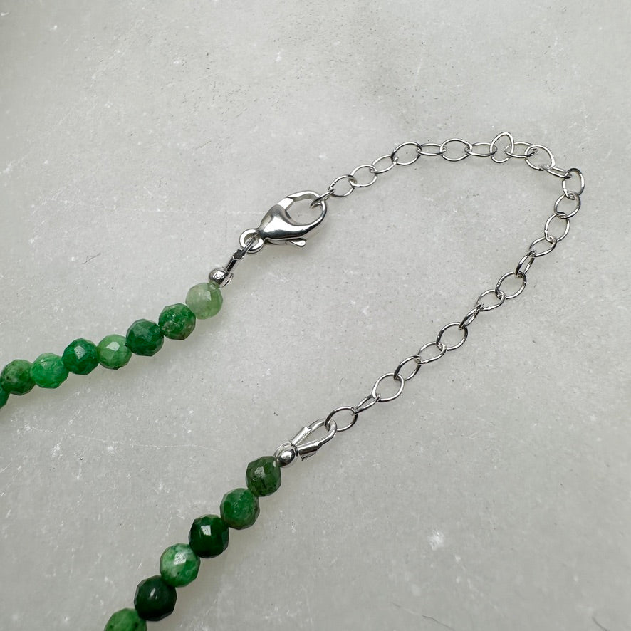 Faceted Green Tsavorite Garnet Beaded Necklace | Sterling Silver