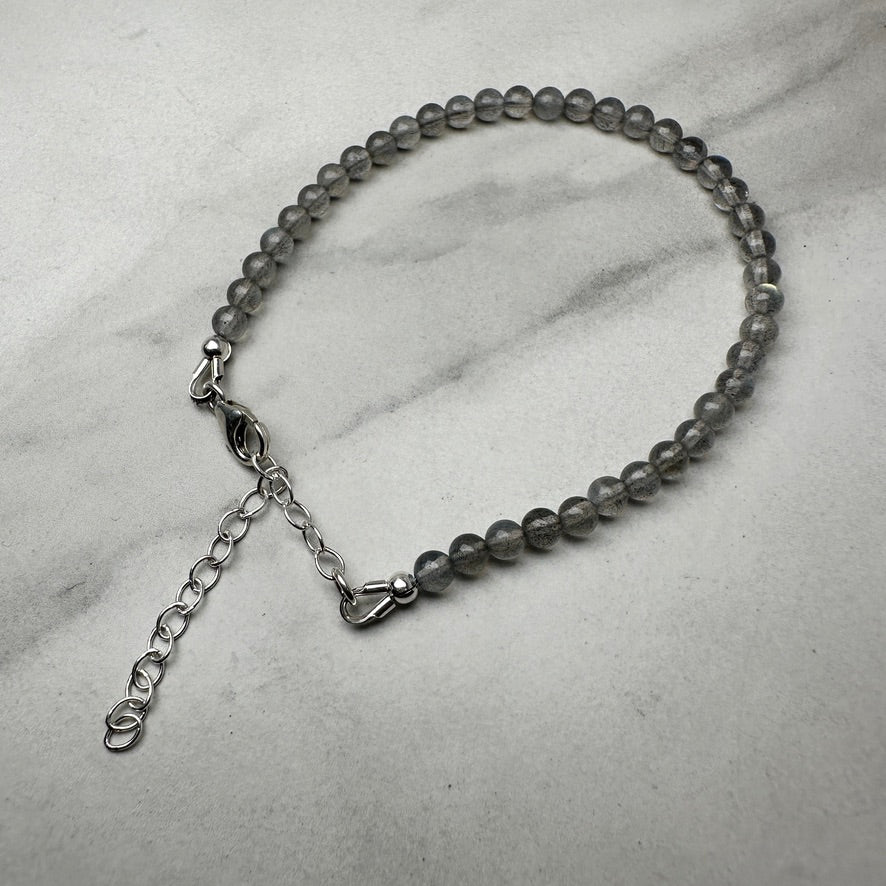Labradorite Beaded Bracelet | Adjustable | Sterling Silver