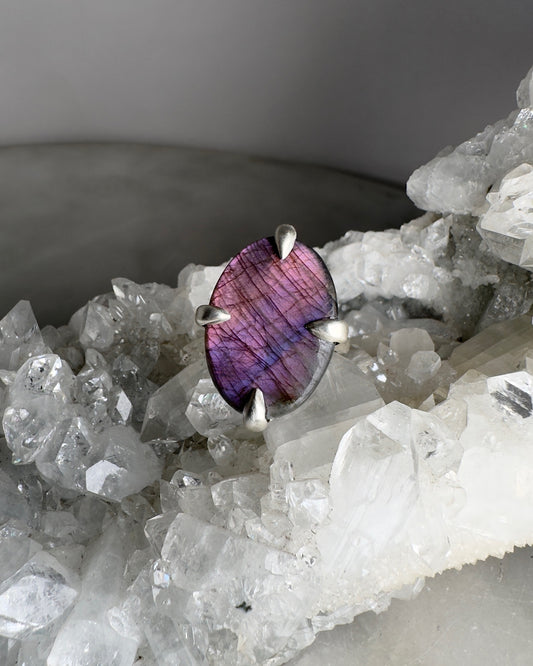 Purple Labradorite Floating Ring | Sterling Silver