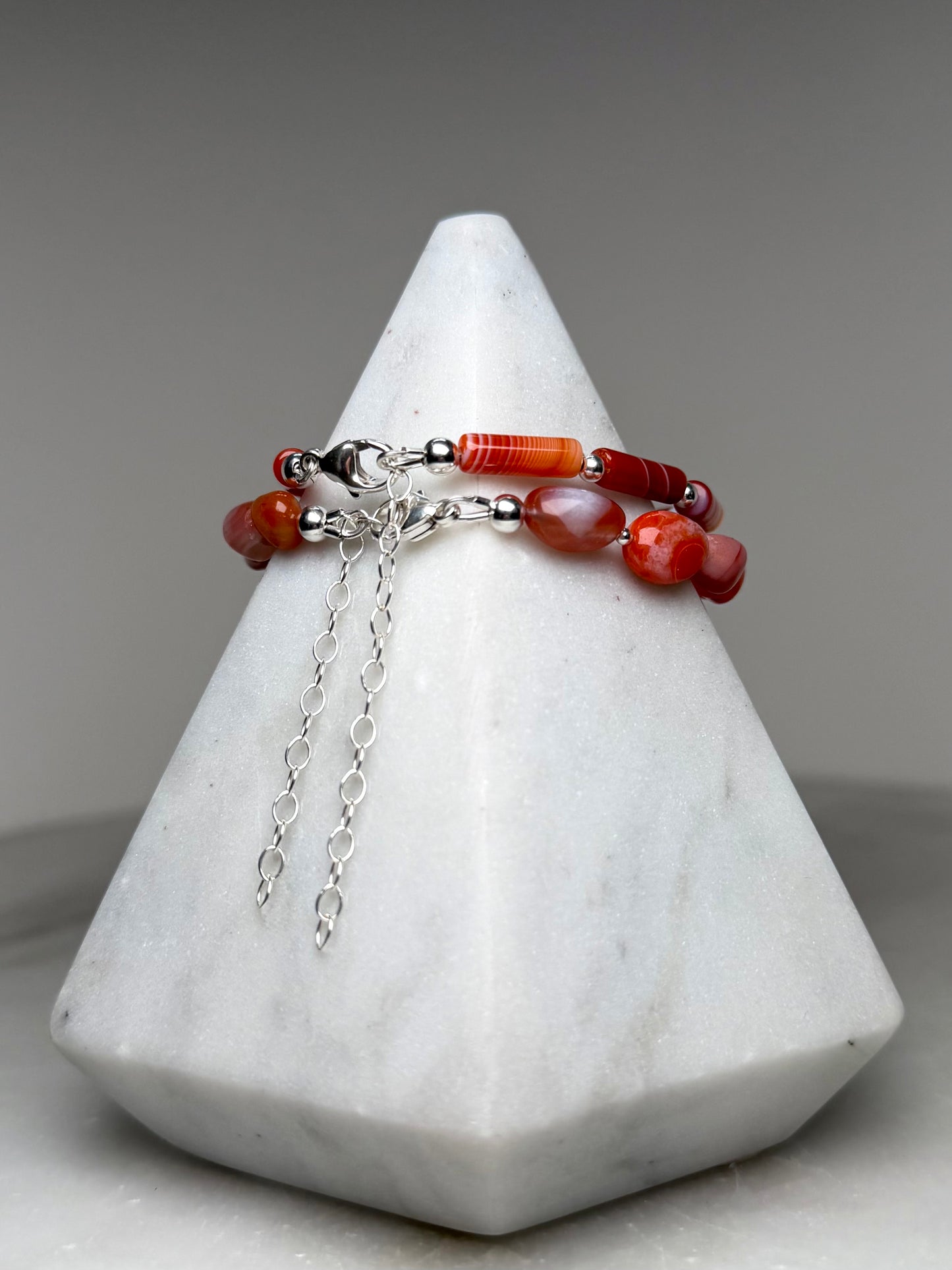 Orange Agate Bracelet | Sterling Silver