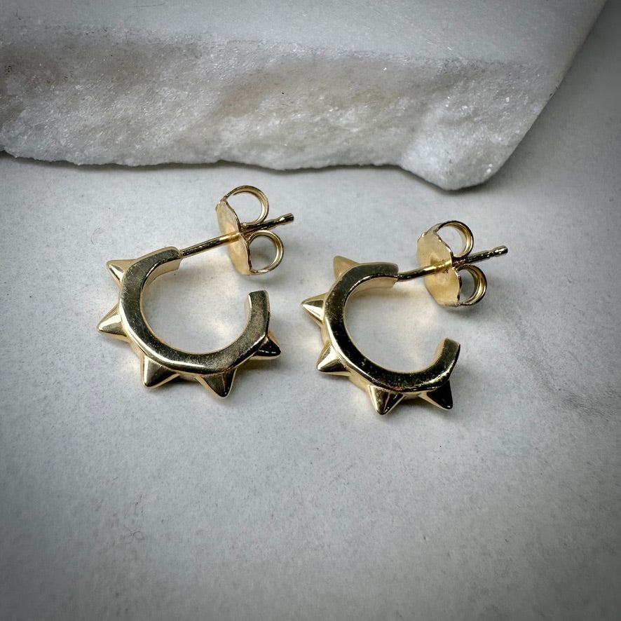 Spiked Hoop Earrings | 14k Yellow Gold