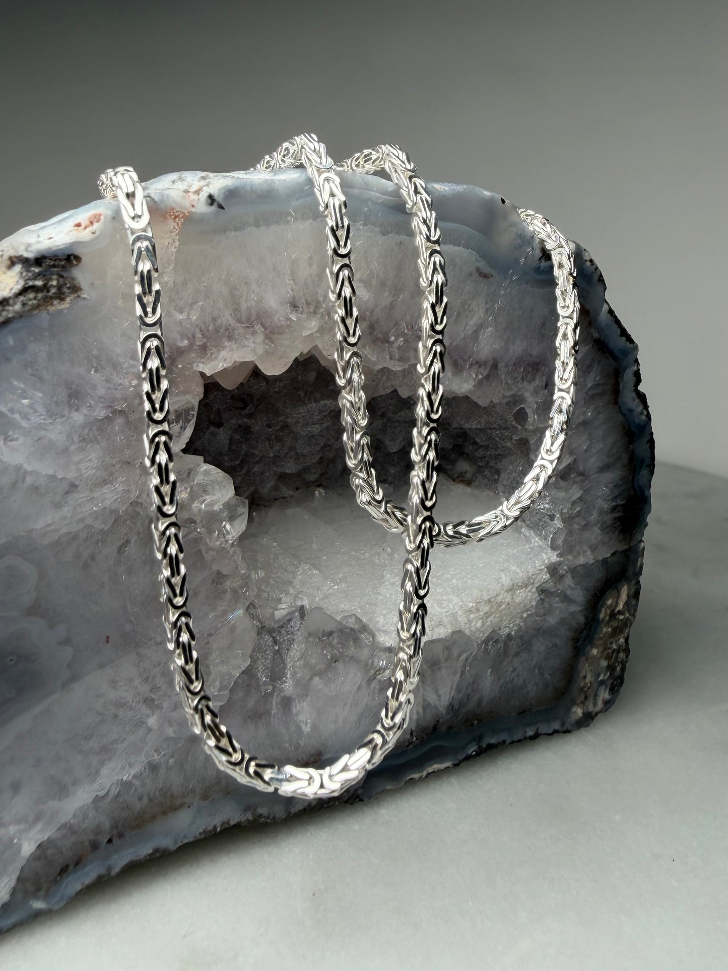 Square Byzantine Chain | 2mm Wide | Sterling Silver