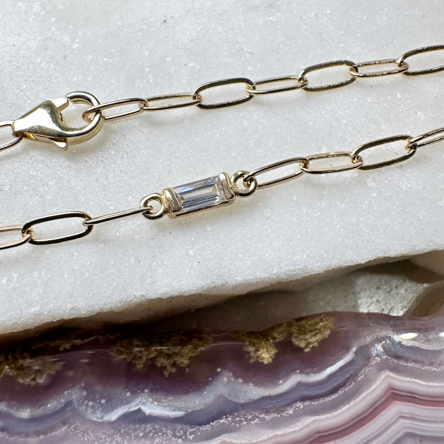 Lab Grown Diamond Paperclip Bracelet | 14k Yellow Gold