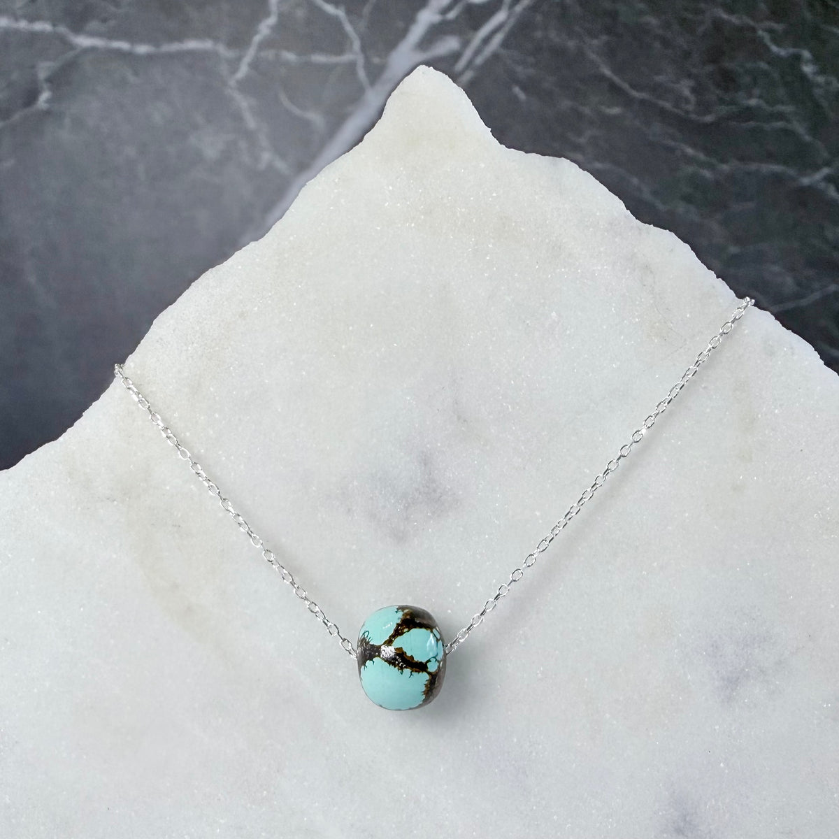 Tibetan Turquoise Floating Necklace | Sterling Silver
