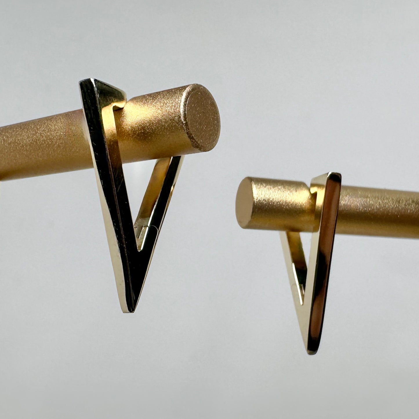 Geometric Triangle Huggie Earrings | 14k Yellow Gold