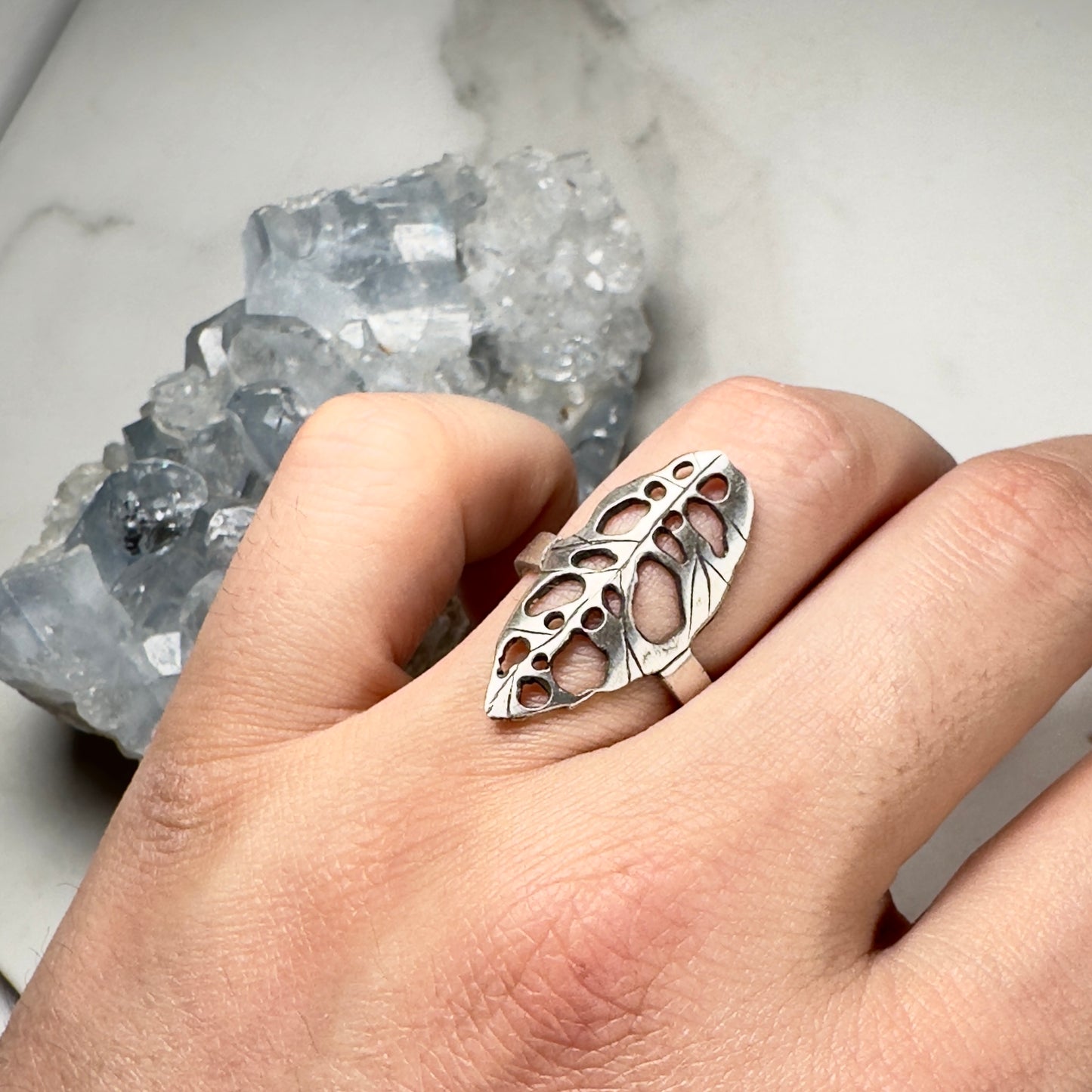 Monstera Obliqua Leaf Ring | Sterling Silver