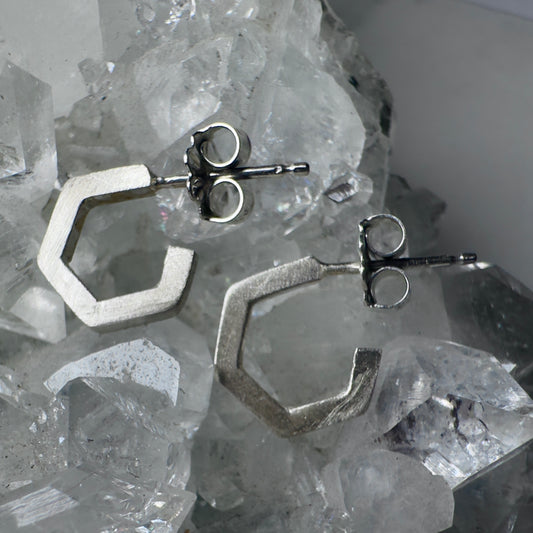 Hexagon Hoop Earrings (Small) | Sterling Silver