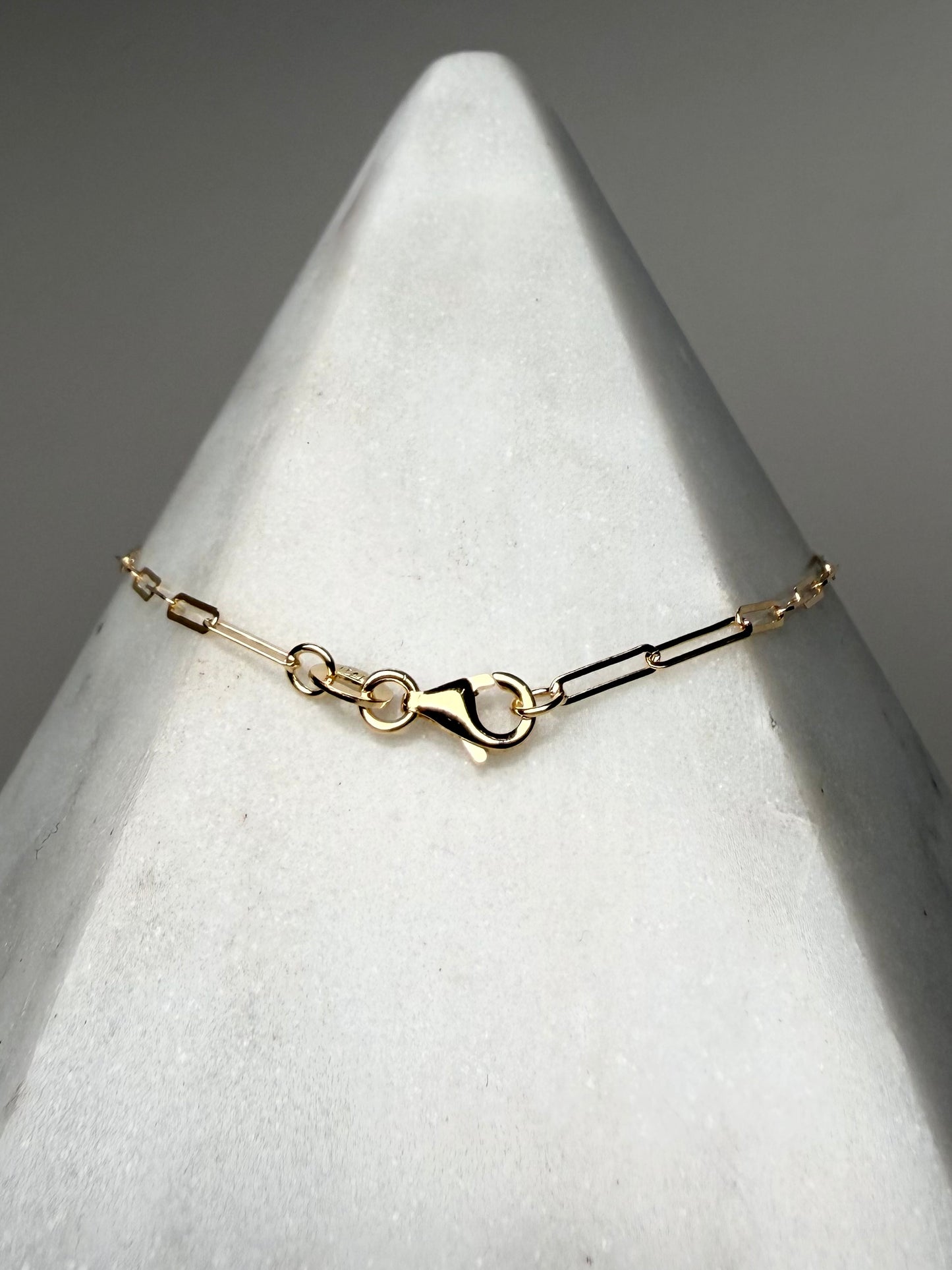 Paperclip Chain Bracelet | 1.7mm Wide | 14k Yellow Gold