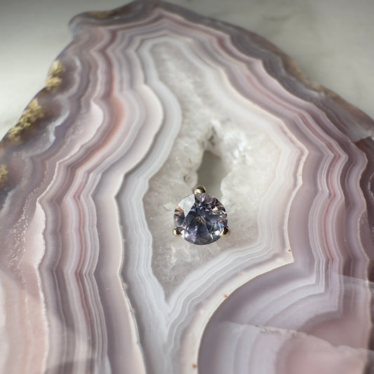 Lilac Spinel Single Stud Earring | 14K Yellow Gold