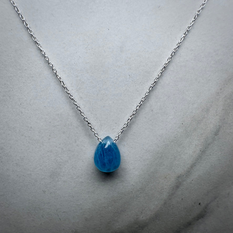 Aquamarine Floating Necklace | Sterling Silver