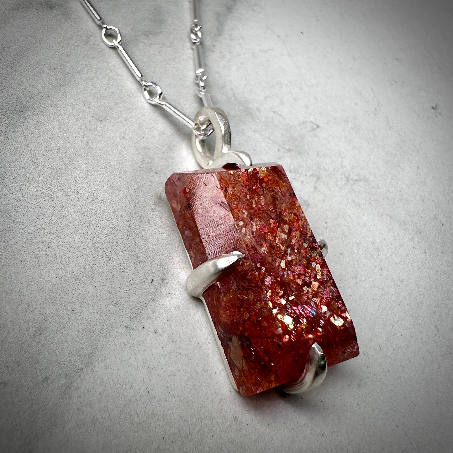 Geometric Sunstone Pendant