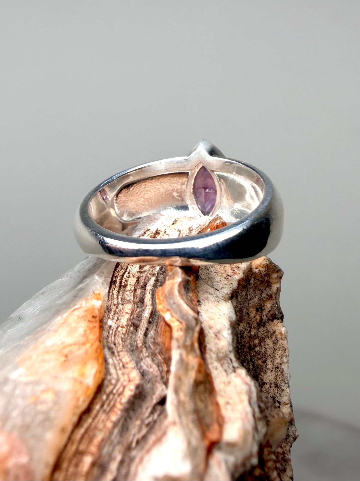 Marquise Pink Sapphire Bombe Ring | Sterling Silver