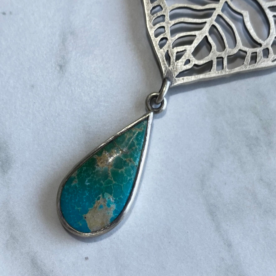 Anthurium Clarinervium Necklace with Turquoise