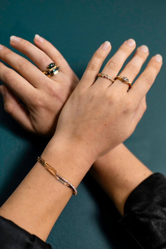 Geometric Lab Grown Diamond Ring | 14k Yellow Gold