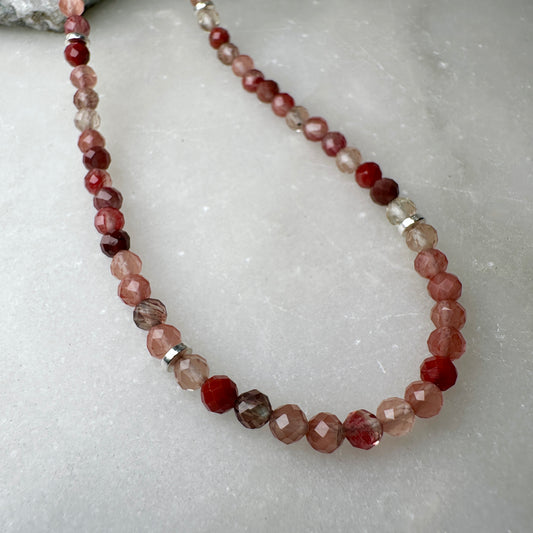 Faceted Andesine Beaded Necklace | Sterling Silver
