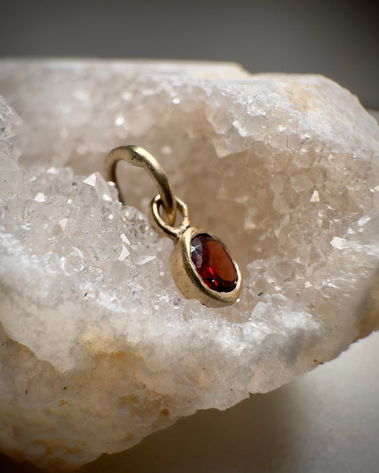 Garnet Charm in 14k Yellow Gold
