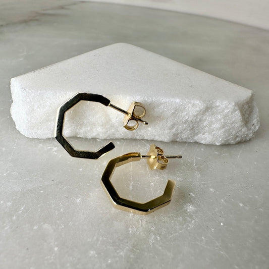 Geometric Hoop Earrings | 14k Yellow Gold